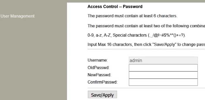 Change the admin password on Net Link router