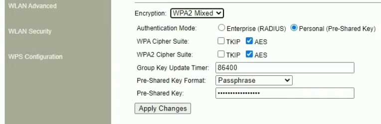 Change WiFi password on DBC router