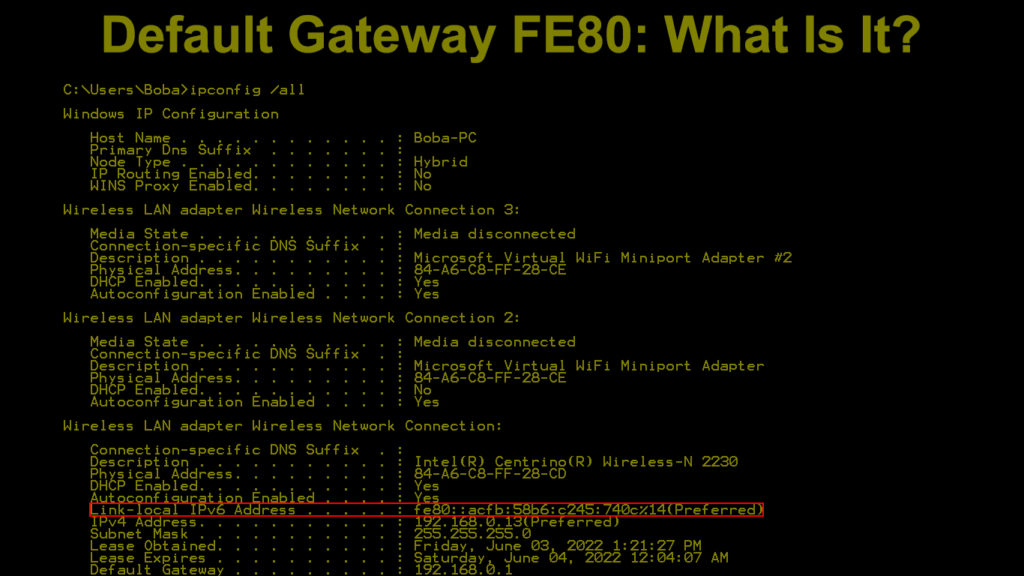 Default Gateway FE80