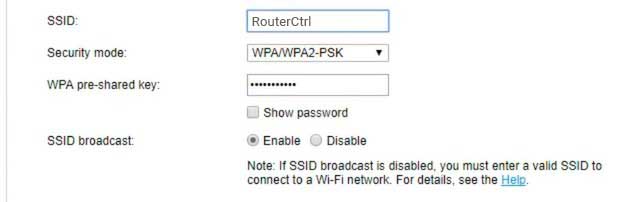 Dialog router WiFi settings