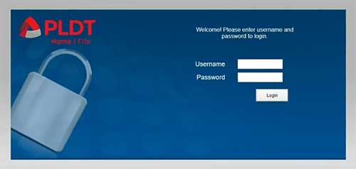 Home Fibr router login page