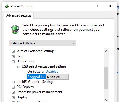 USB selective suspend setting