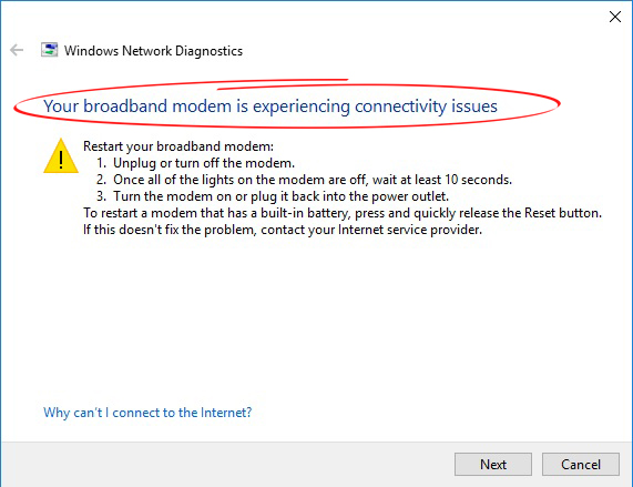 Your Broadband Modem is Experiencing Connectivity Issues