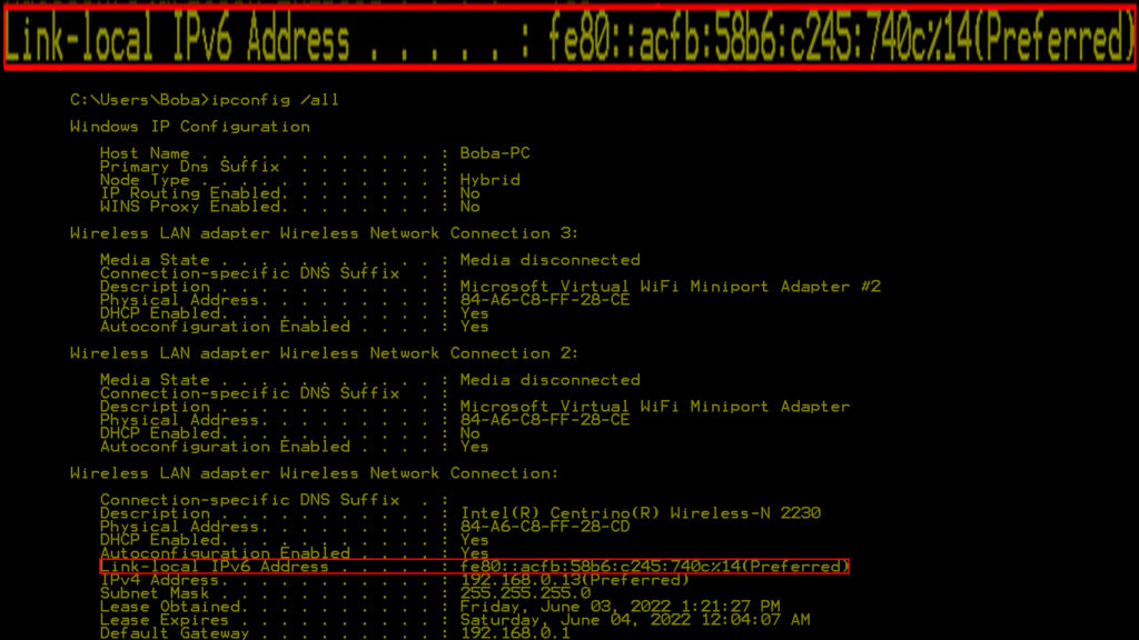 link-local IPv6 address