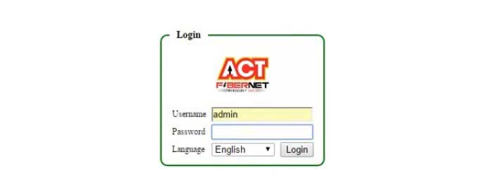 ACT router login page