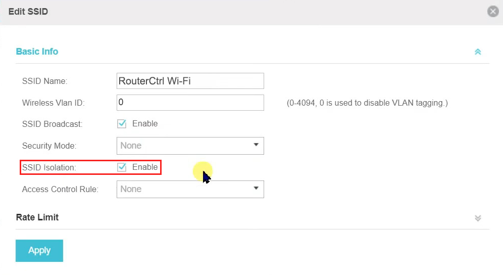 Activate SSID Isolation