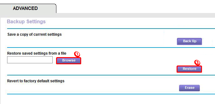 Backup Settings page