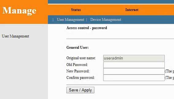 Change admin password on Vianet router