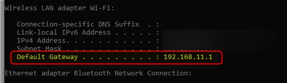 Default Gateway 192.168.11.1