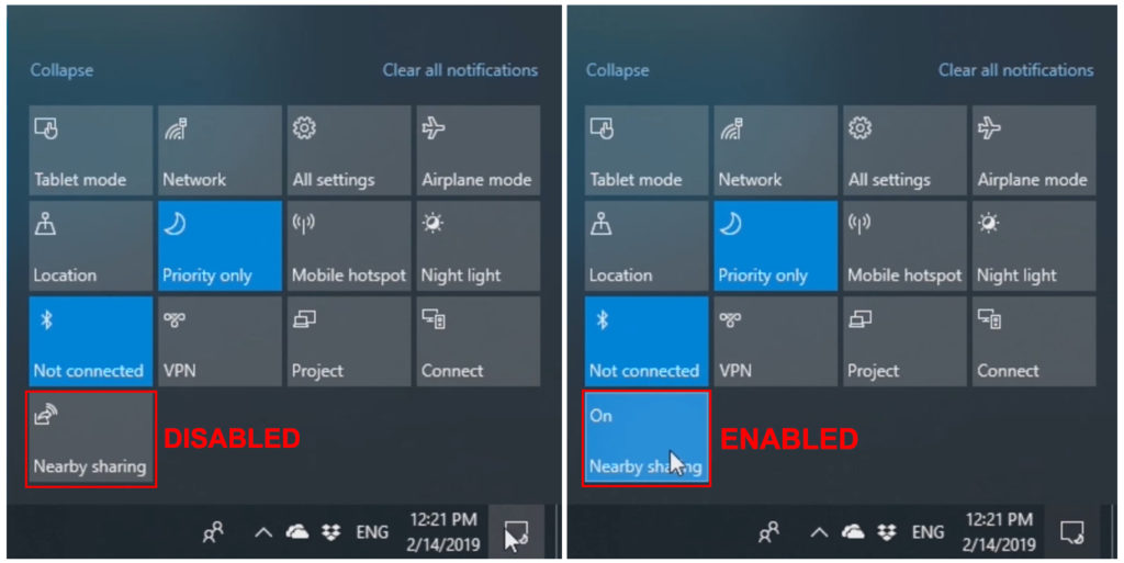 Enable or Disable Nearby Sharing on Windows 10