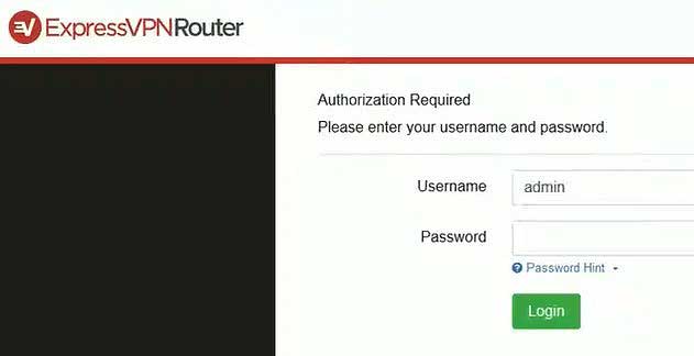 ExpressVPN router login page