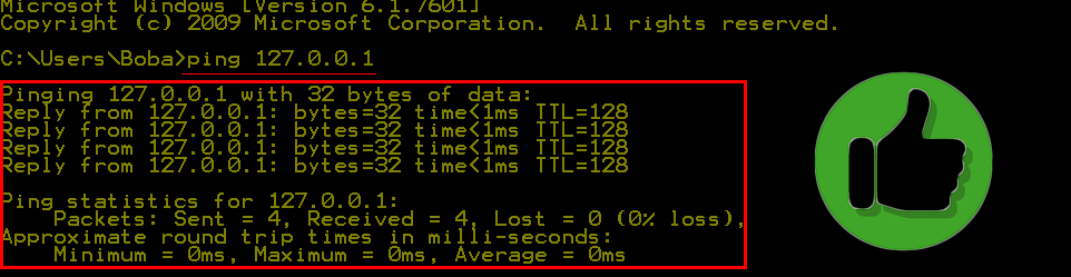 ping the address 127.0.0.1 using the command prompt on your computer