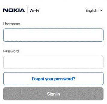 Nokia router login page