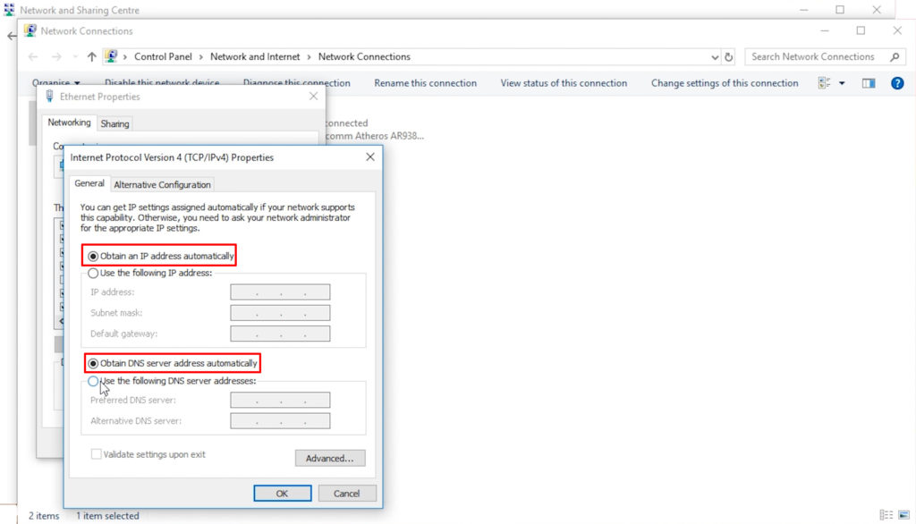 Obtain DNS server address automatically