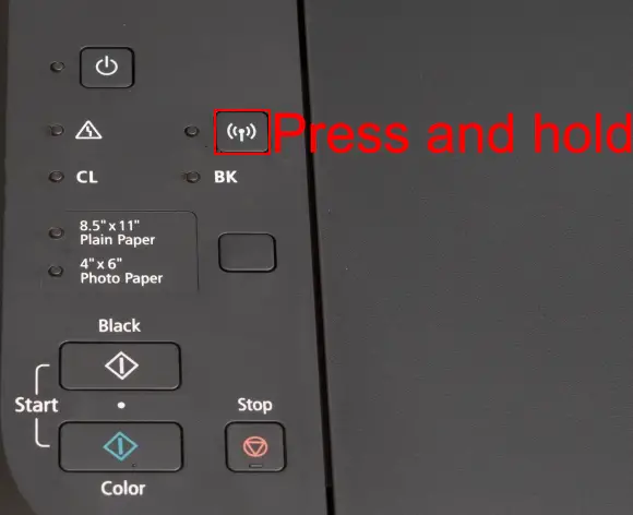 Press and hold the printer’s Wi-Fi button