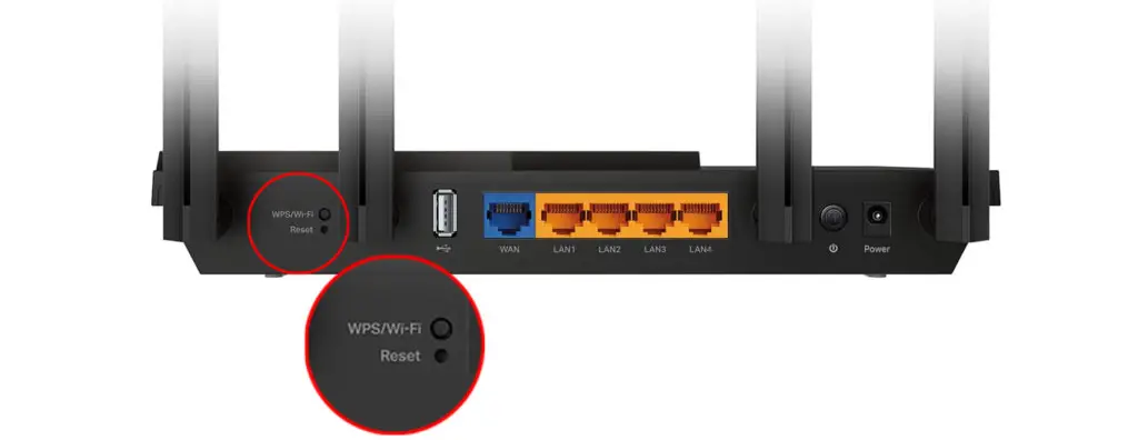 Reset button on your router's back panel