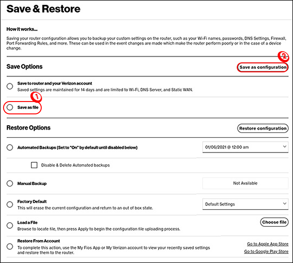 Save as configuration option