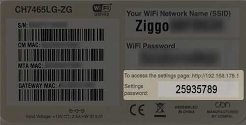 Ziggo router label