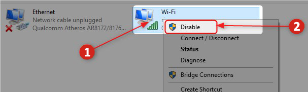 click Disable