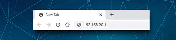 192.168.20.1 in the Address bar