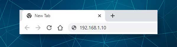 Enter 192.168.1.10 in the browser's Address bar