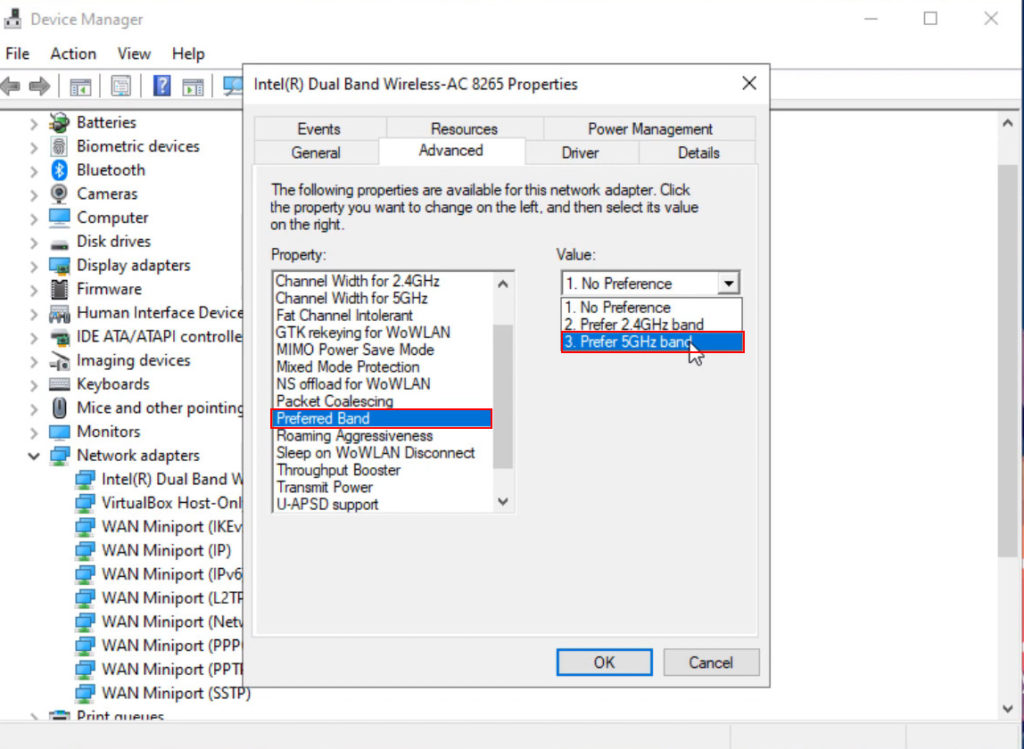 Prefer 5 GHz band