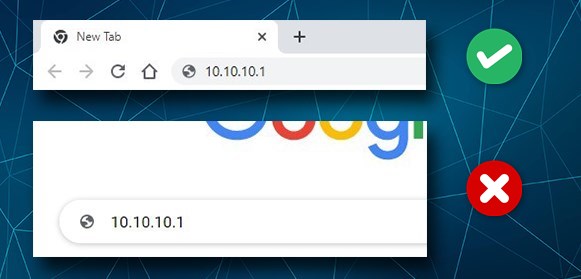 Type 10.10.10.1 in the URL bar