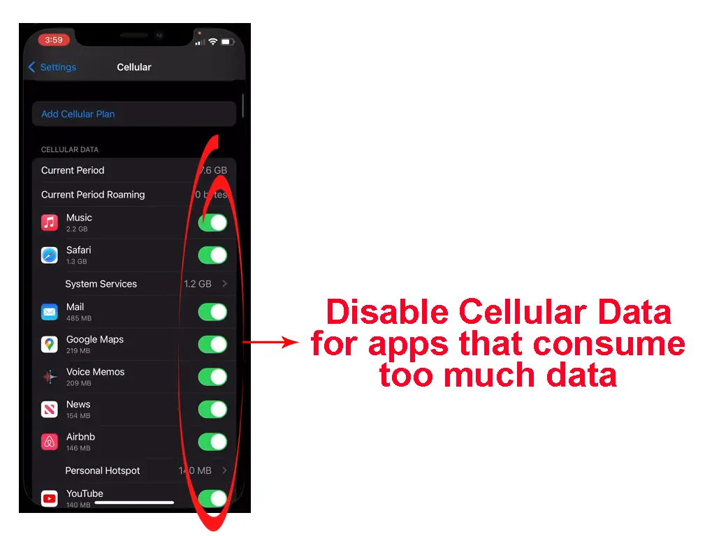 Disable Cellular Data