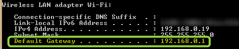 find the IP address under Default Gateway