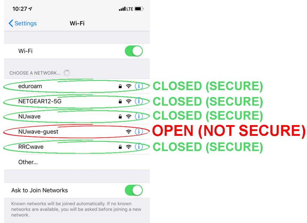 Anyone can access these Wi-Fi networks without the need to enter a password