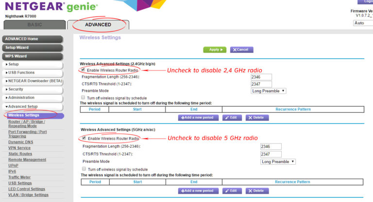 Disabling Wi-Fi on a NETGEAR Router