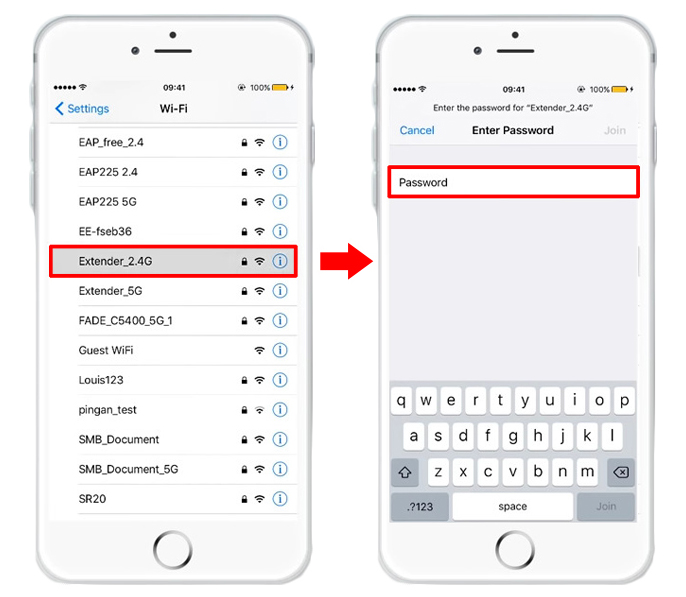 Enter the Wi-Fi extender password to join