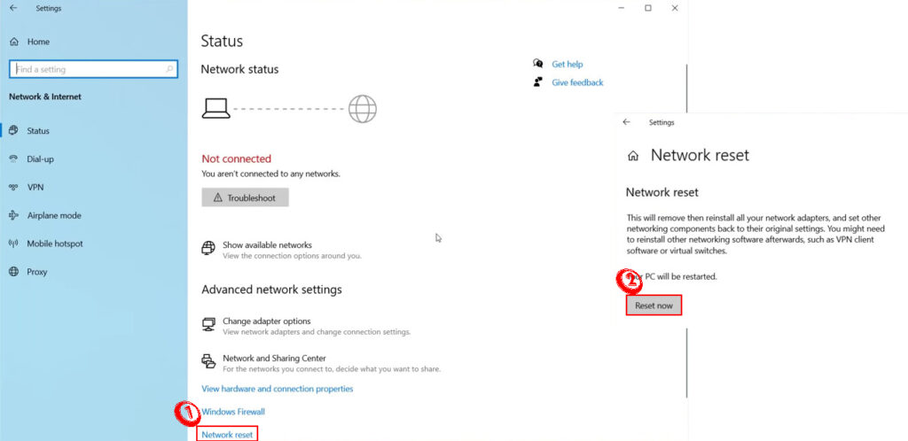 Network reset option