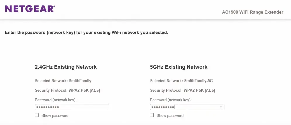 extender's default Wi-Fi password