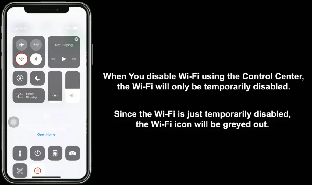 turn off Wi-Fi from the Control Center