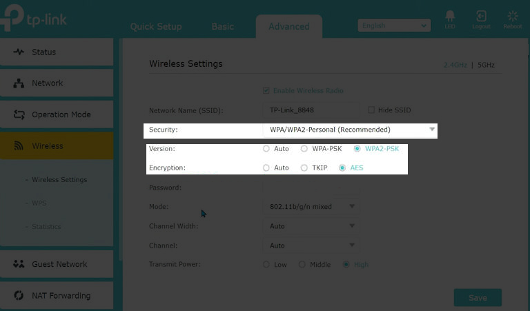 Encryption mode option