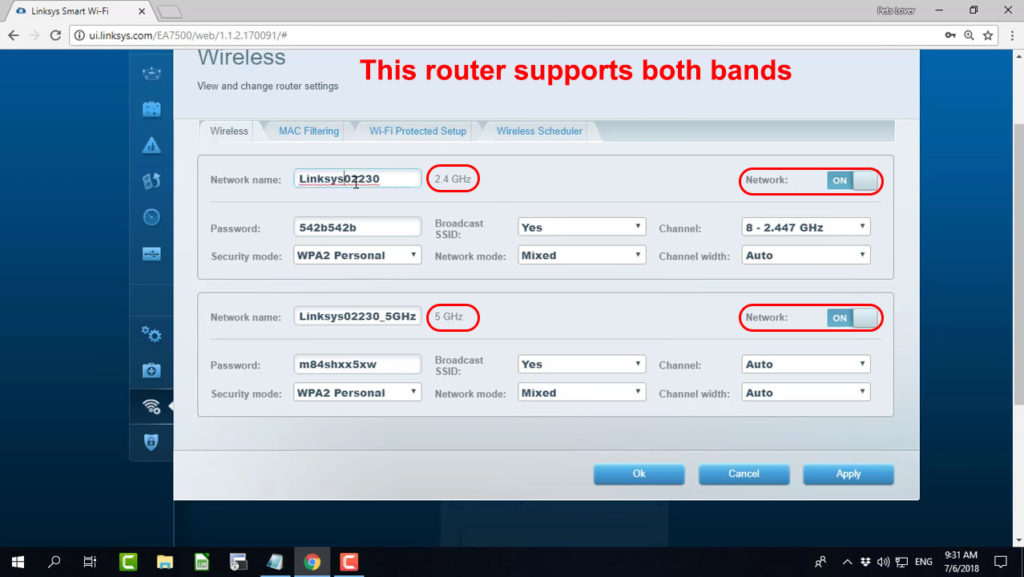 This router supports both bands