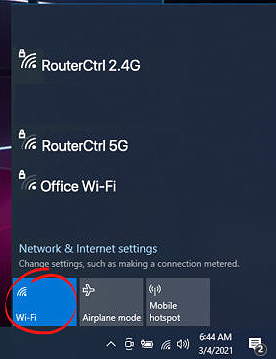 Wi-Fi option at the bottom of the section