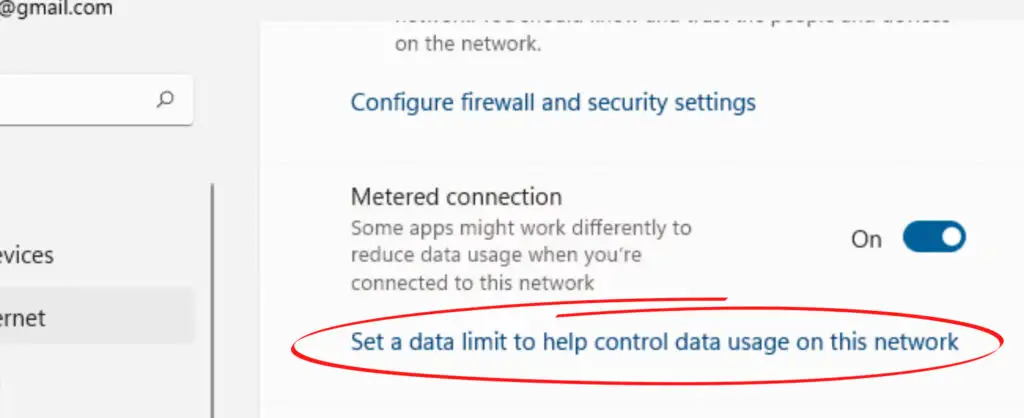 click on Enter limit to set up the specs of the data limit as well as choose the limit type