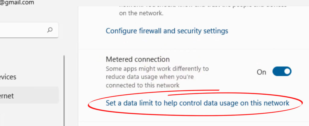 click on Enter limit to set up the specs of the data limit as well as choose the limit type