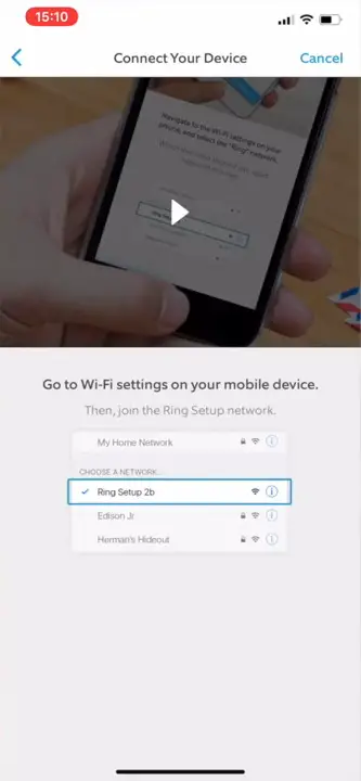 connect to the Ring Wi-Fi network