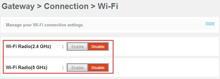enable or disable Wi-Fi
