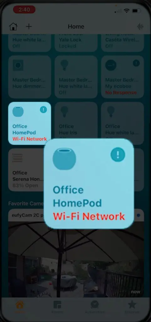 see the words Wi-Fi Network in red