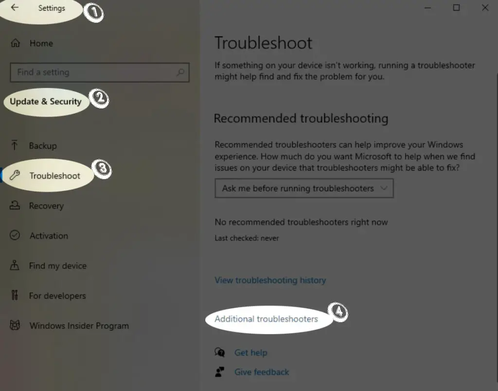 Additional troubleshooter