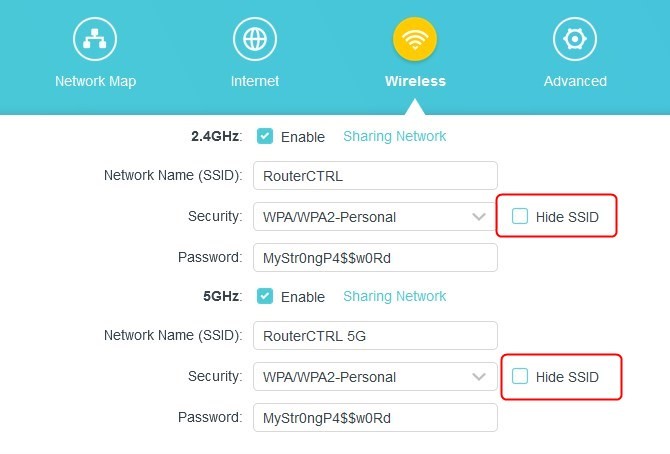 Hide SSID option