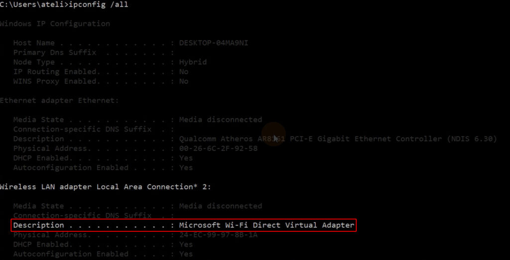 microsoft wi fi direct virtual adapter password