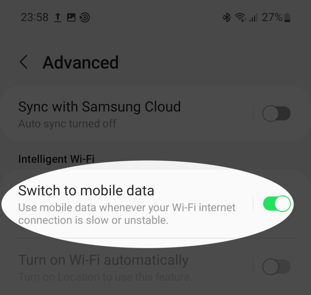 Switch to mobile data