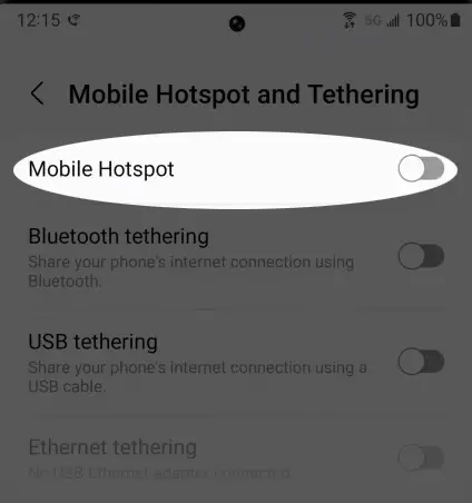 Wi-Fi hotspot option
