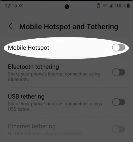 Wi-Fi hotspot option