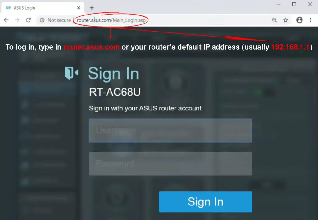 log in to your Asus router